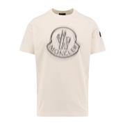 Moncler Logotyp Bomull T-shirt med Crew-neck White, Herr