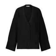 Patrizia Pepe Oversized Cardigan med Ull Black, Dam