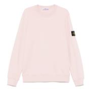 Stone Island Rosa Crew-neck Sweaters med Ribbed Hems Pink, Herr