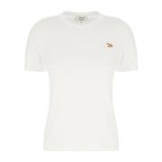 Maison Kitsuné Avslappnad Bomull T-shirt för Män White, Dam