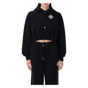 Casablanca Pärla Diamant Patch Crop Hoodie Black, Dam