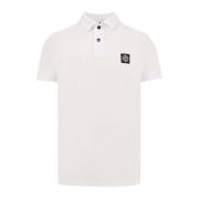 Stone Island Stretch Bomull Polo Skjorta med Två Knappar White, Herr