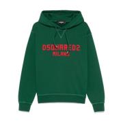 Dsquared2 Cool Hoodie Smaragdgrön Ribbstickad nederkant Green, Herr