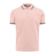 Moncler Kontrasterande Profiler Bomull Polo Skjorta Pink, Herr