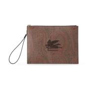 Etro Stilig Jacquard Pouch med Broderi Brown, Herr