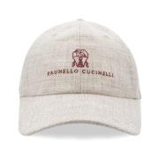 Brunello Cucinelli Sommar Baseballkeps med Broderat Logotyp Beige, Her...