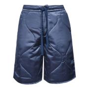 JW Anderson Quiltad Satin Elastisk Midja Shorts Blue, Herr