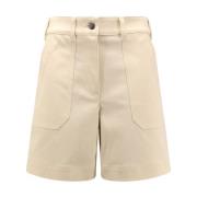 Moncler Stretch bomullsshorts med Maxi Logo Patch Beige, Dam