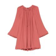 Lanvin Blus med persikorosa rynkad kant Pink, Dam