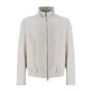 Brunello Cucinelli Skuggad Linne Bomberjacka Gray, Herr