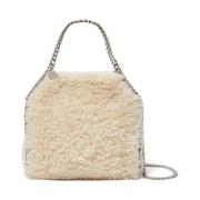 Stella McCartney Faux-Fur Chain-Link Axelväska Beige, Dam