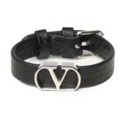 Valentino Garavani Svart Läderarmband Bijoux Black, Dam