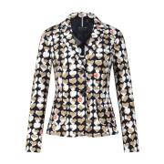 Marc Cain Hjärtmönstrad Casual Blazer Multicolor, Dam