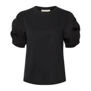 InWear Vävd Trim Tshirt Topp Svart Black, Dam