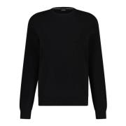 Hugo Boss Finstickad Pullover Regular-Fit Rund Hals Black, Herr