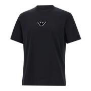 Emporio Armani Svart Bomull T-shirt med Logotyp Black, Herr