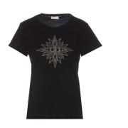 Liu Jo Svart T-shirt med Strass-detaljer Black, Dam