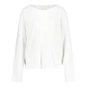 Rich & Royal Finstickad Oversized Pullover U-Hals White, Dam