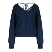 Patrizia Pepe Ull V-ringad Pullover Klassisk Stil Blue, Dam