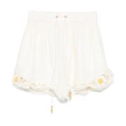 Zimmermann Blomsterkant shorts i elfenben vit White, Dam