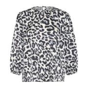 Kaffe Leopardmönstrad Blus Multicolor, Dam