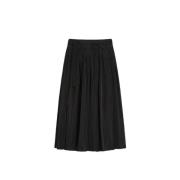 Max Mara Svart Veckad Taffeta Kjol Black, Dam