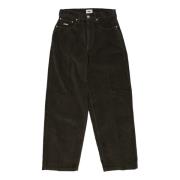 Obey Sammet corduroy byxa med logobroderi Black, Dam