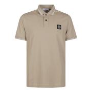 Stone Island Slim Polotröja, Kort Ärm, Stilren Beige, Herr