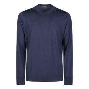 Drumohr Kort Crewneck Stickad Tröja Blue, Herr