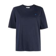 Maison Kitsuné Blått Logobroderat T-shirt Blue, Dam