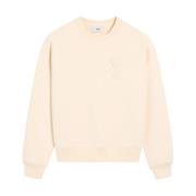 Ami Paris Beige Logo Broderad Sweatshirt Beige, Herr