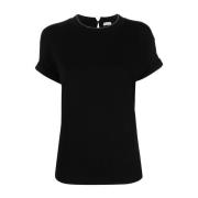 Brunello Cucinelli Svart Rund Hals T-shirt Black, Dam