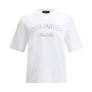 Dsquared2 Monokrom Tryckt Bomull T-shirt White, Herr