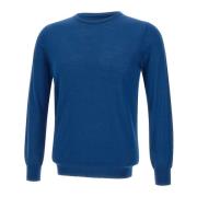 Kangra Blå Ull Crew Neck Tröja Blue, Herr