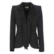 Elisabetta Franchi Svart Peak Revers Jacka Kvinna Black, Dam