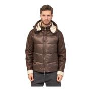 YES ZEE Quiltad jacka med shearling-ärmar Brown, Herr