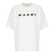 Marni Vit Bomull T-shirt med Logotyp White, Dam