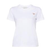 Maison Kitsuné Signatur Räv Patch T-shirts och Polos White, Dam