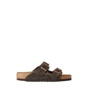 Birkenstock Suede Two Strap Sandals Brown, Herr