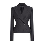 Dolce & Gabbana Elegant Double Breasted Blazer Black, Dam