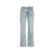 7 For All Mankind Blå Straight Leg Jeans Blue, Dam