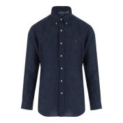 Polo Ralph Lauren Logo Linne Knapp-Down Skjorta Navy Blue, Herr