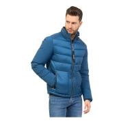 YES ZEE Klarblå Quiltad Fullzip Kappa Blue, Herr