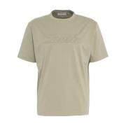 Lanvin Oliv T-shirt Ribbad Krage Rund Hals Green, Herr