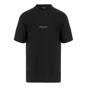 Giorgio Armani Logo Bomull T-shirt Svart Crew Neck Black, Herr