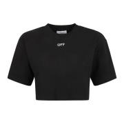 Off White Rib Cropped Tee T-shirts och Polos Black, Dam