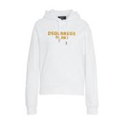 Dsquared2 Vit Hoodie Avslappnad Stil Sweatshirt White, Dam