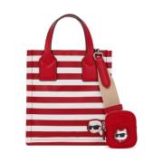 Karl Lagerfeld Ikon Nylon Square Tote Red, Dam