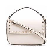 Valentino Garavani Nitar Ivory Läder Crossbody Väska Beige, Dam