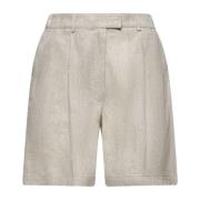 Brunello Cucinelli Linne Veckad Beige Byxor Beige, Dam